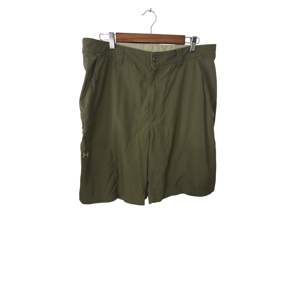 Under Armour Mens Olive Green Ripstop Cargo Tactical Hiking Shorts Size 36 SS081